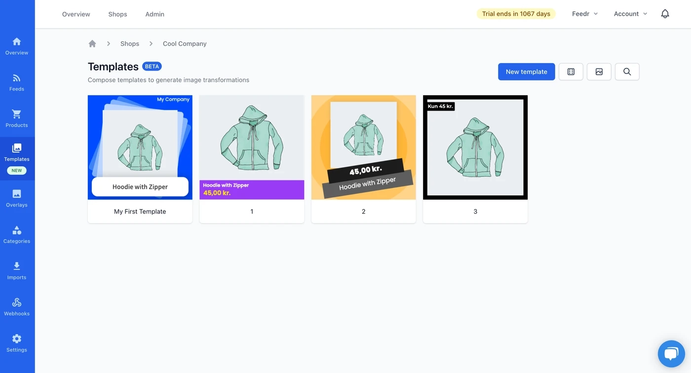Image transformations templates
