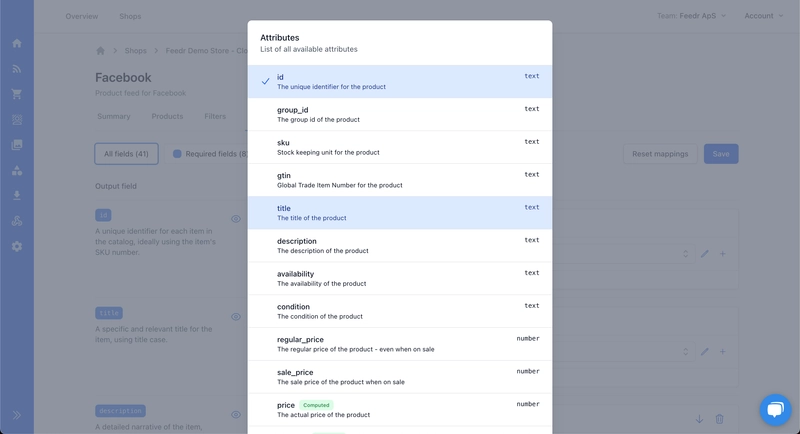 Output mapping - product attributes