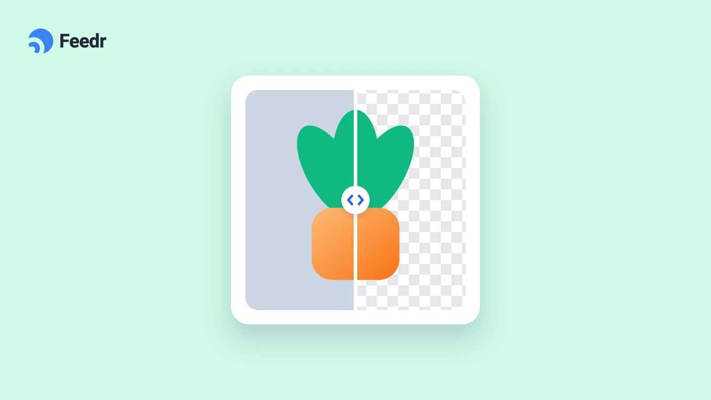 Illustration of a potted plant photo with a before and after slider removing its background